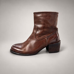 Brown side-zip ankle boots, view 3