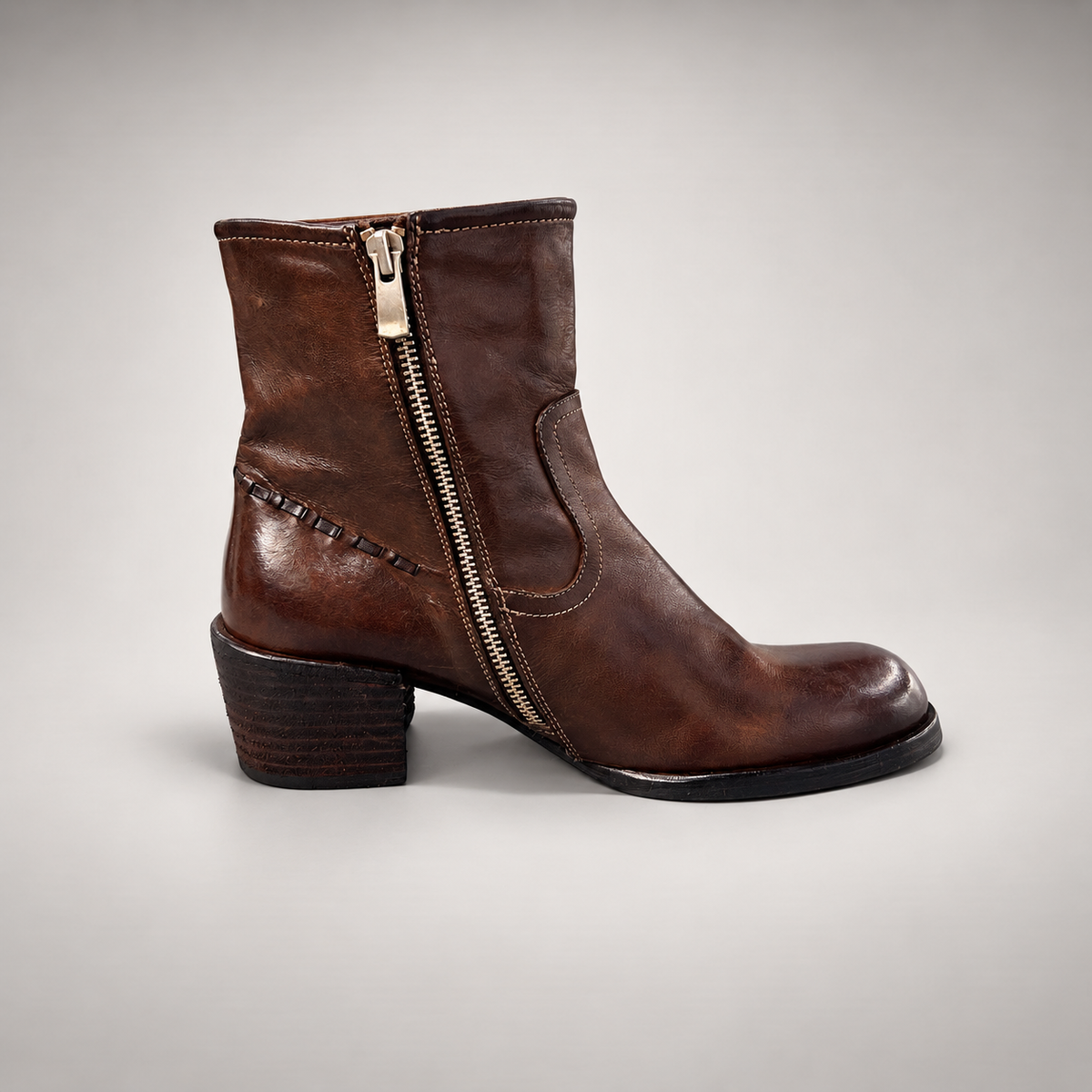 Brown side-zip ankle boots, view 4