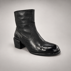 Black side-zip ankle boots, view 2