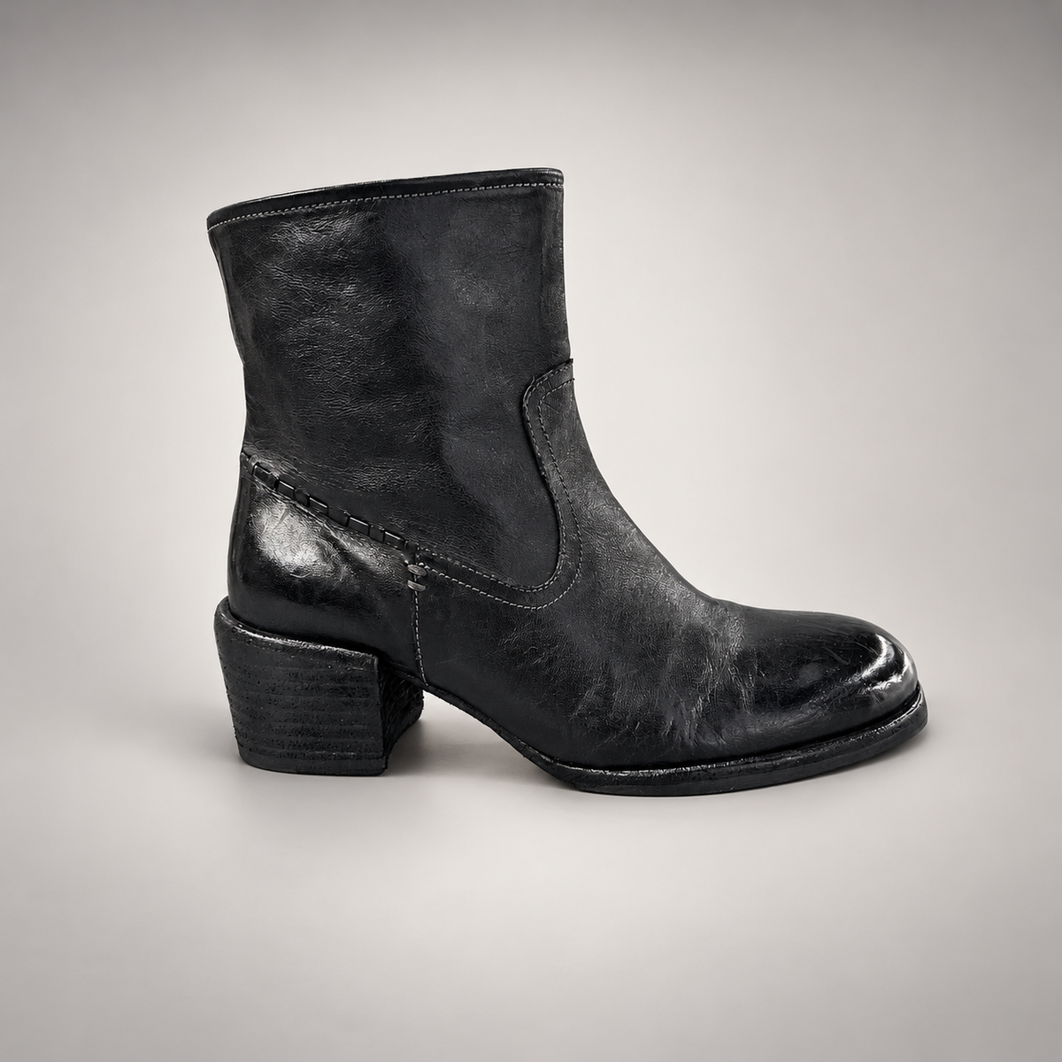 Black side-zip ankle boots, view 3
