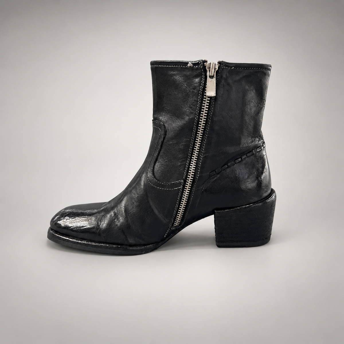 Black side-zip ankle boots, view 4