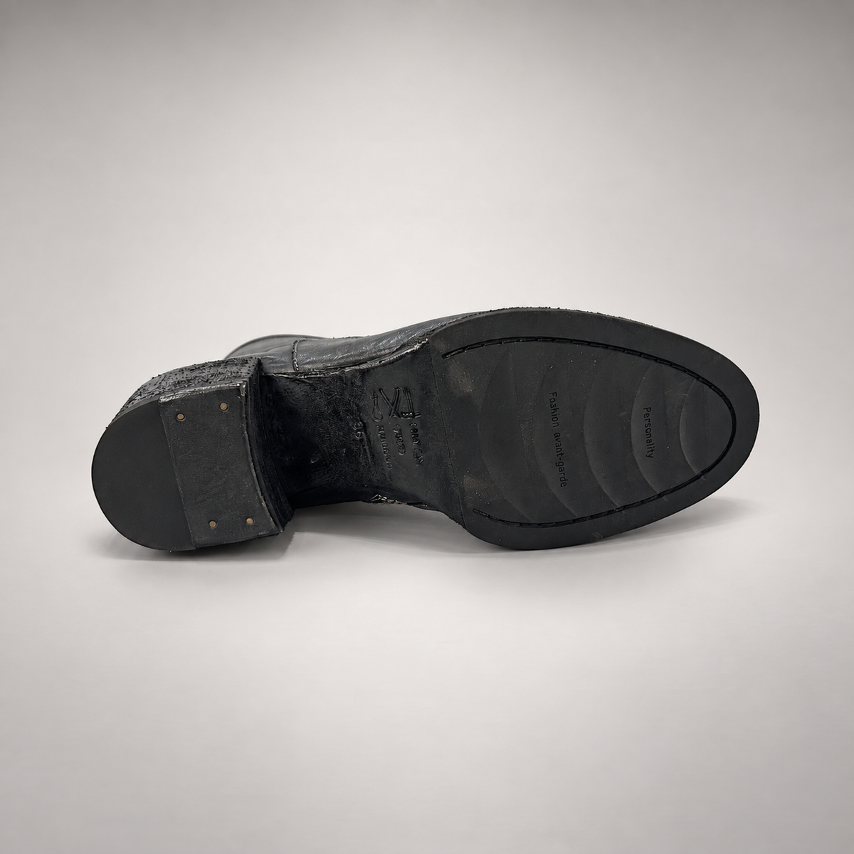 Black side-zip ankle boots, view 6
