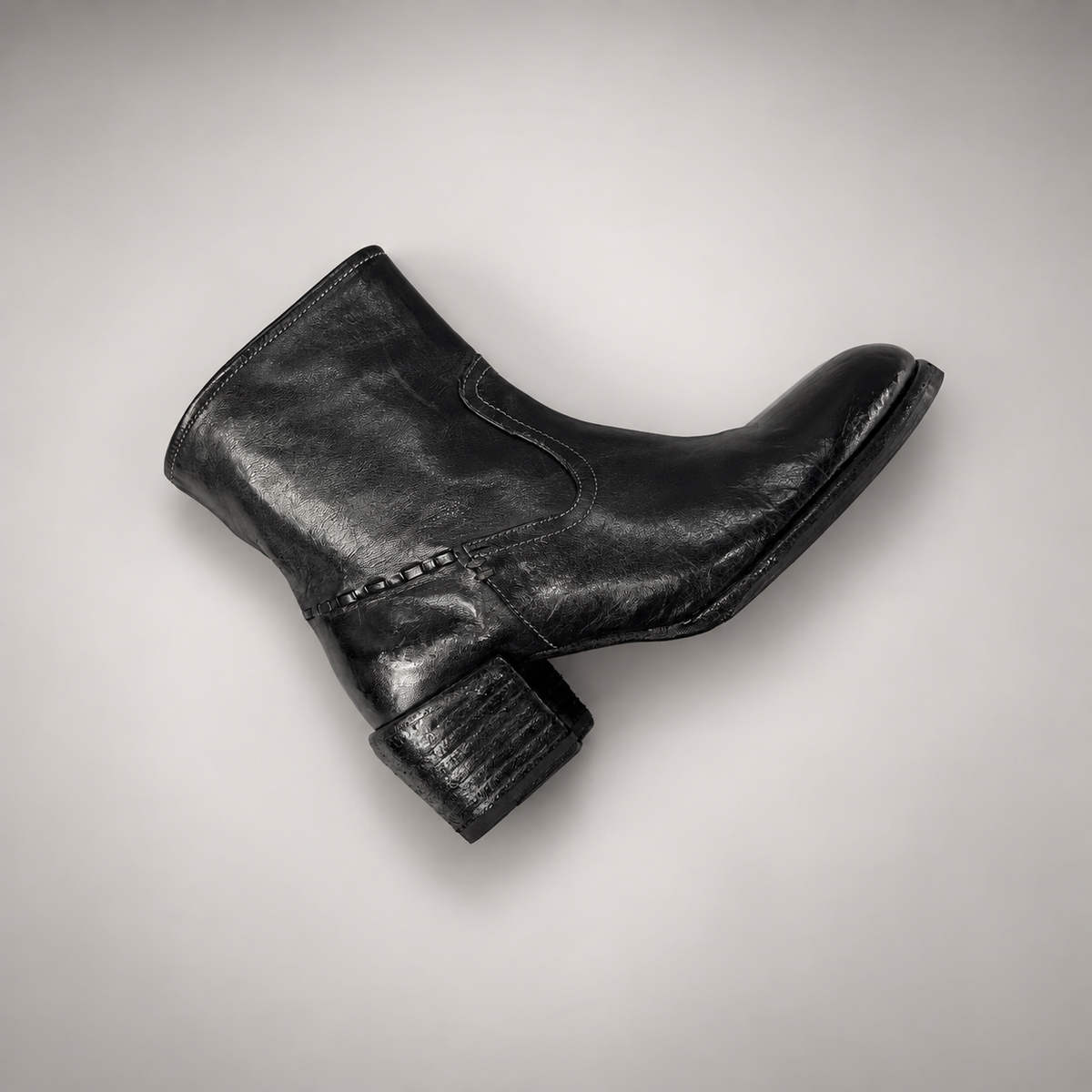 Black side-zip ankle boots, view 7