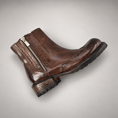 Brown brogue-toe ankle boots, view 6