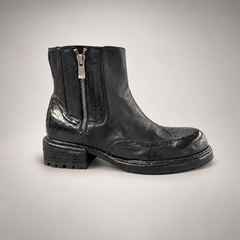 Black brogue-toe ankle boots, view 3