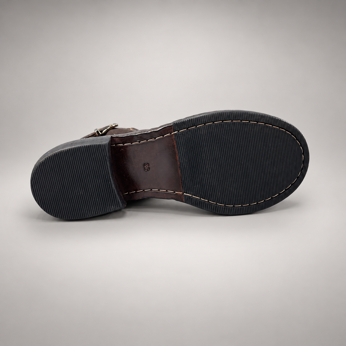 Dark Brown buckle Chelsea ankle boots, view 6