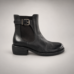 Black buckle Chelsea ankle boots, view 3