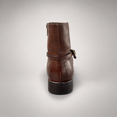 Brown wraparound buckle ankle boots, view 5