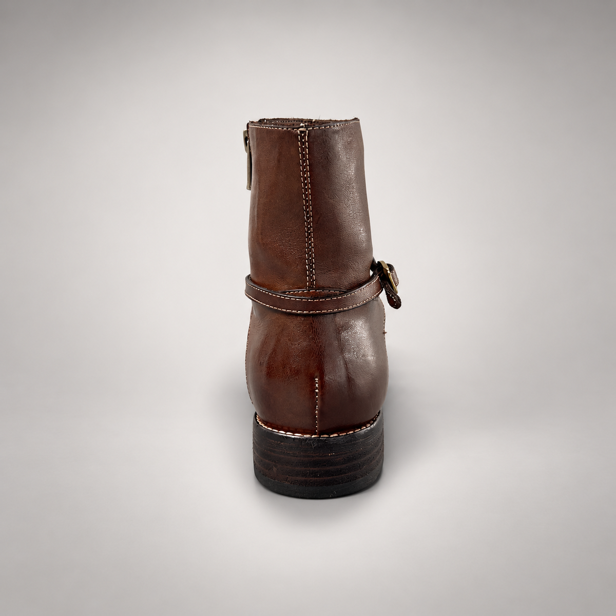 Brown wraparound buckle ankle boots, view 5