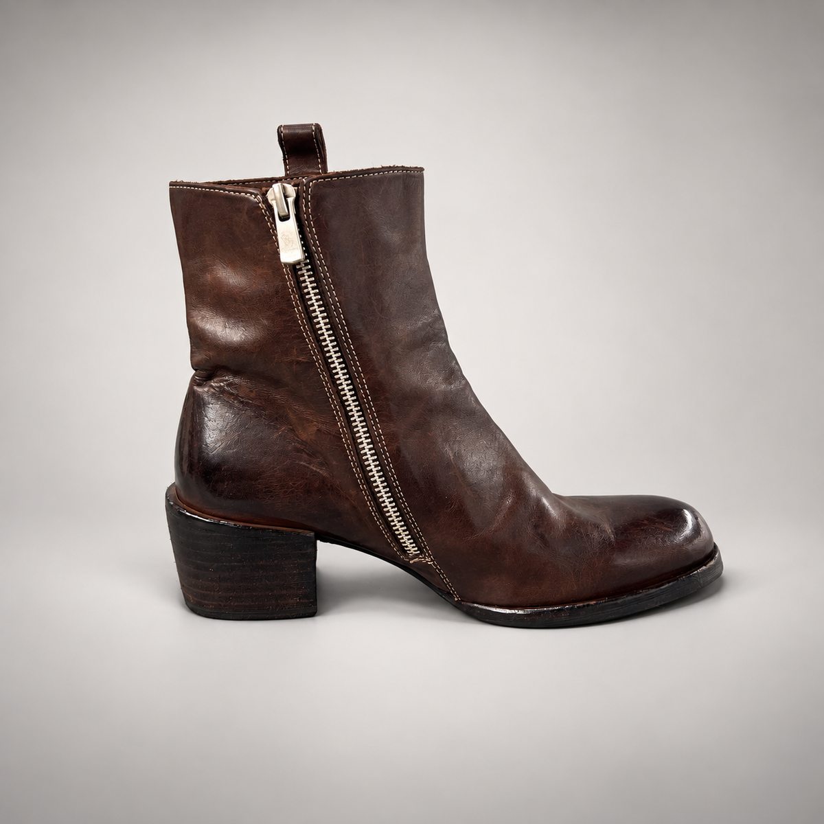 Brown side-buckle ankle boots, view 4