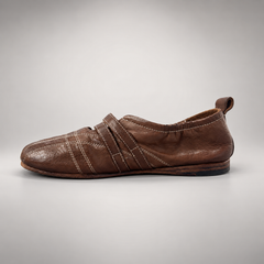 Brown double-buckle split-toe flats, view 4