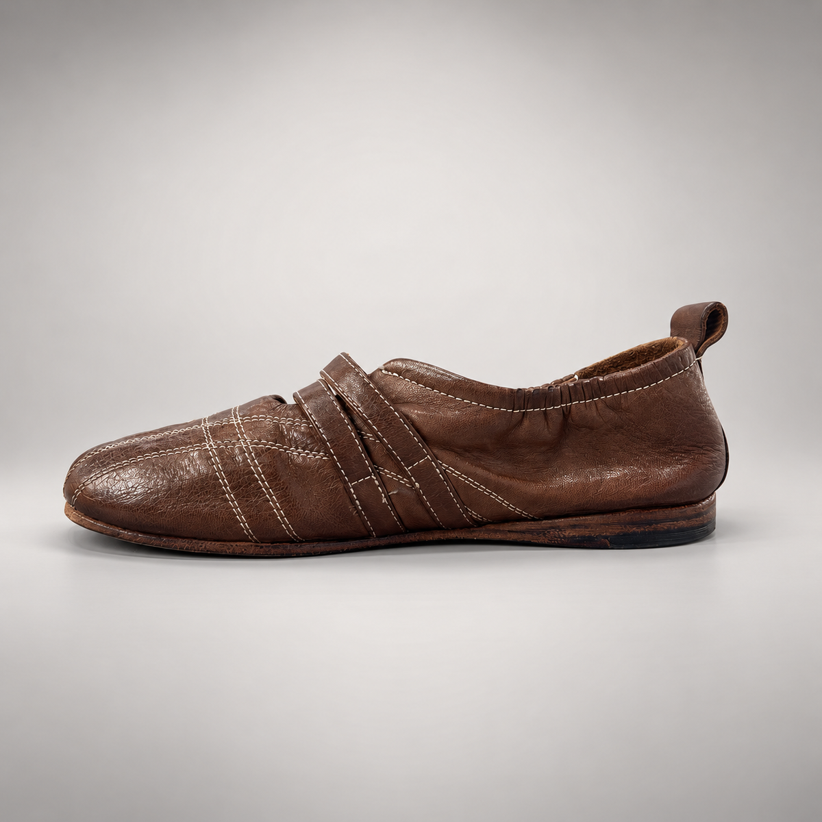 Brown double-buckle split-toe flats, view 4