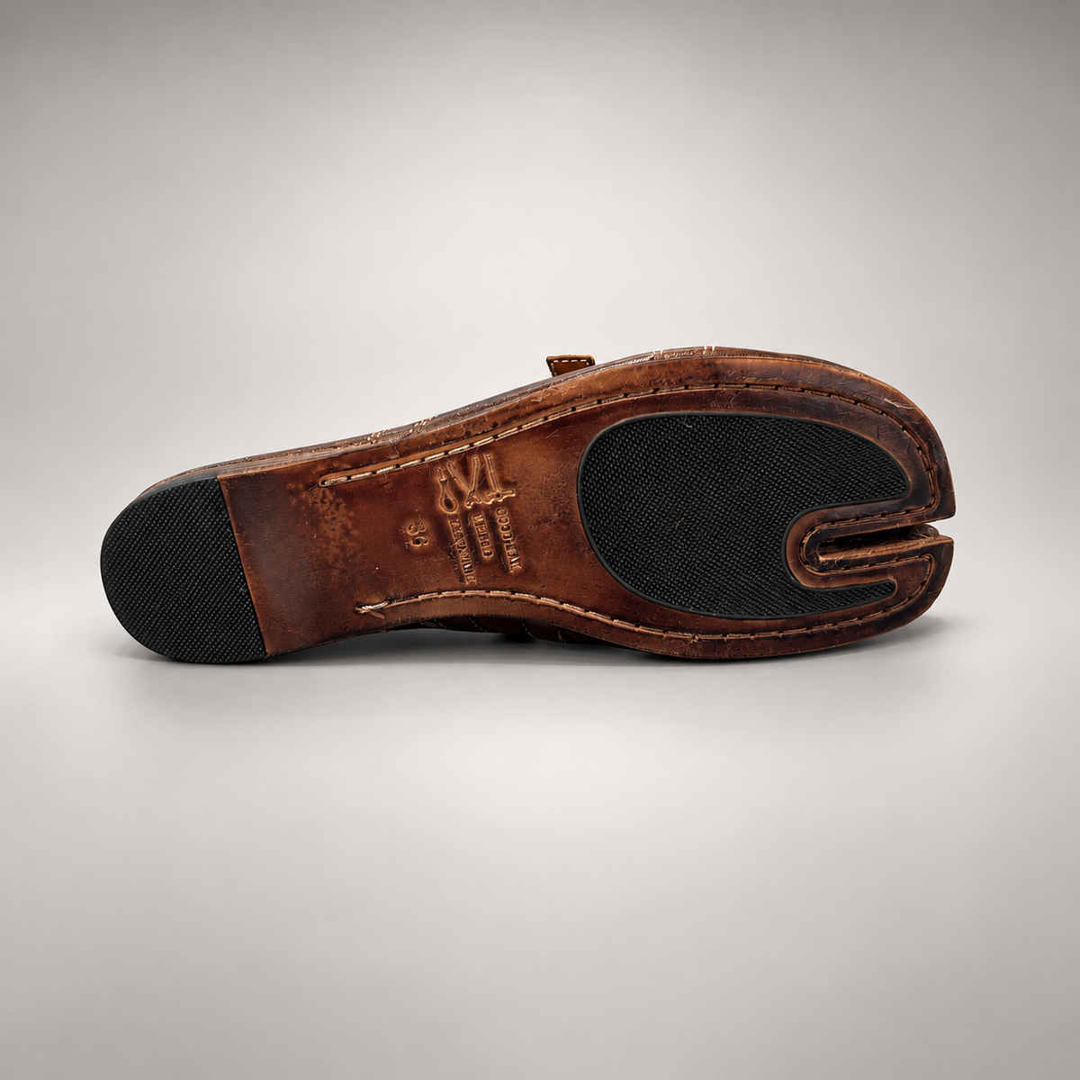 Brown double-buckle split-toe flats, view 6