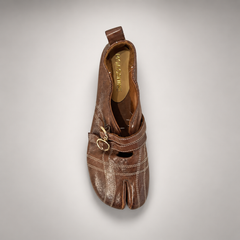 Brown double-buckle split-toe flats, view 7