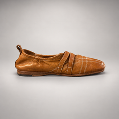 Tan double-buckle split-toe flats, view 4