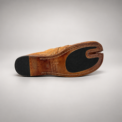 Tan double-buckle split-toe flats, view 6