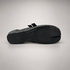 Black double-buckle split-toe flats, view 6