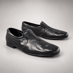 Black washed horse leather shoes, pair
