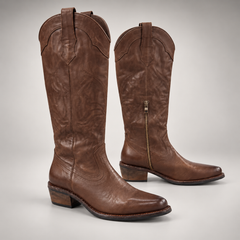 Brown washed horse leather shoes, pair