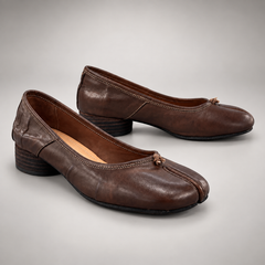 Brown washed horse leather shoes, pair