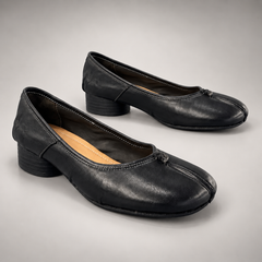 Black washed horse leather shoes, pair