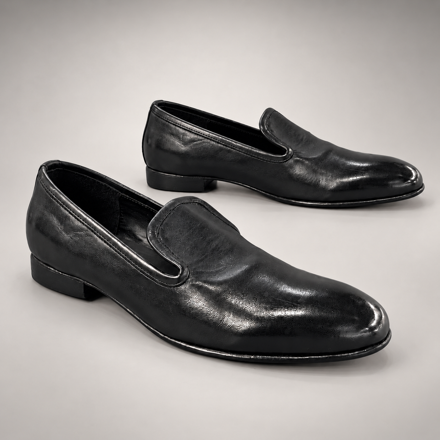 Black washed horse leather shoes, pair