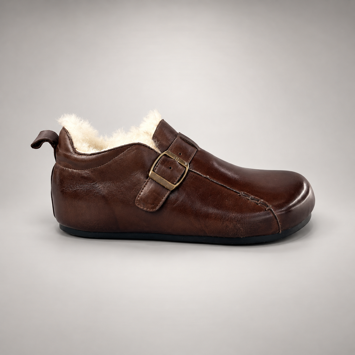Brown buckle flats, view 4