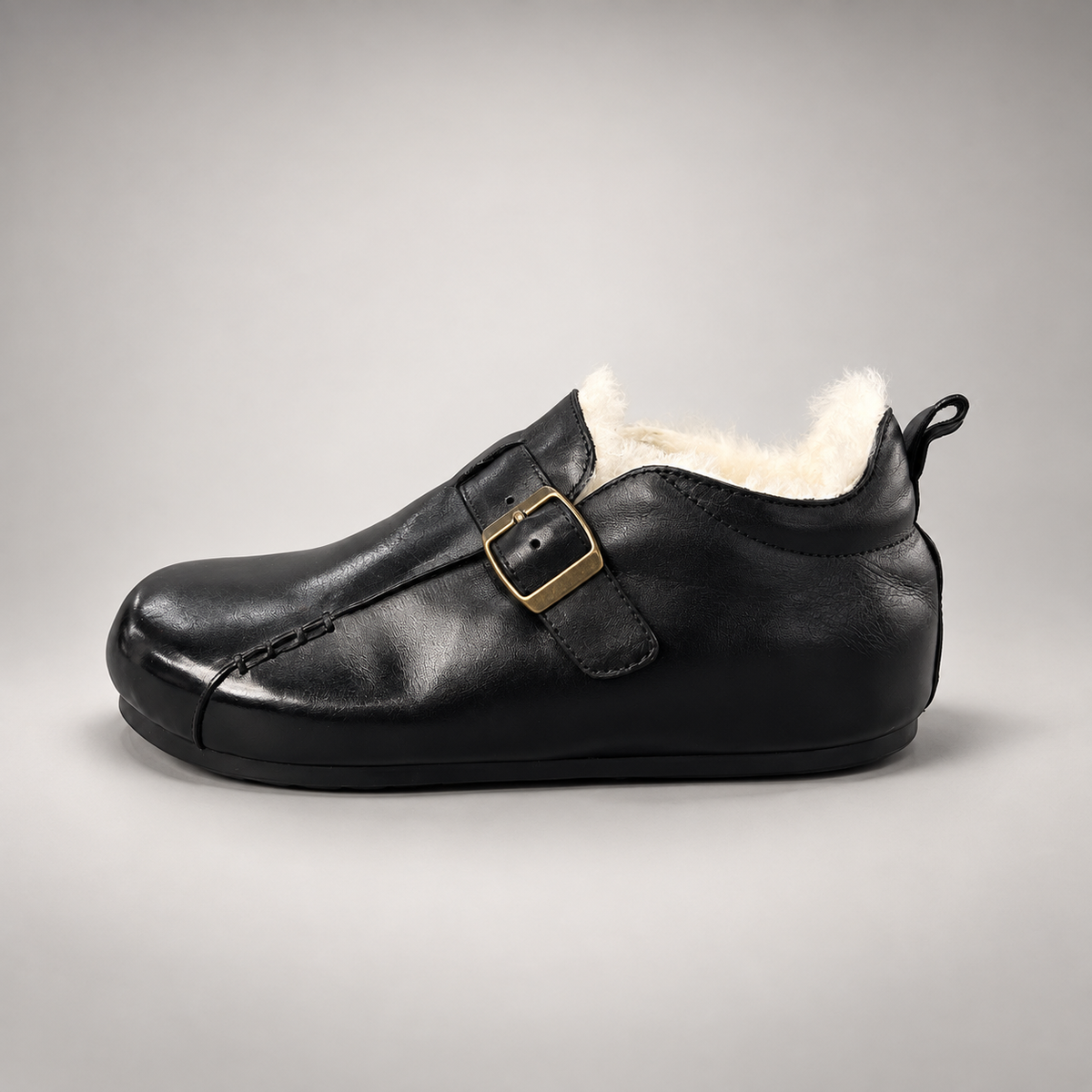 Black buckle flats, view 4