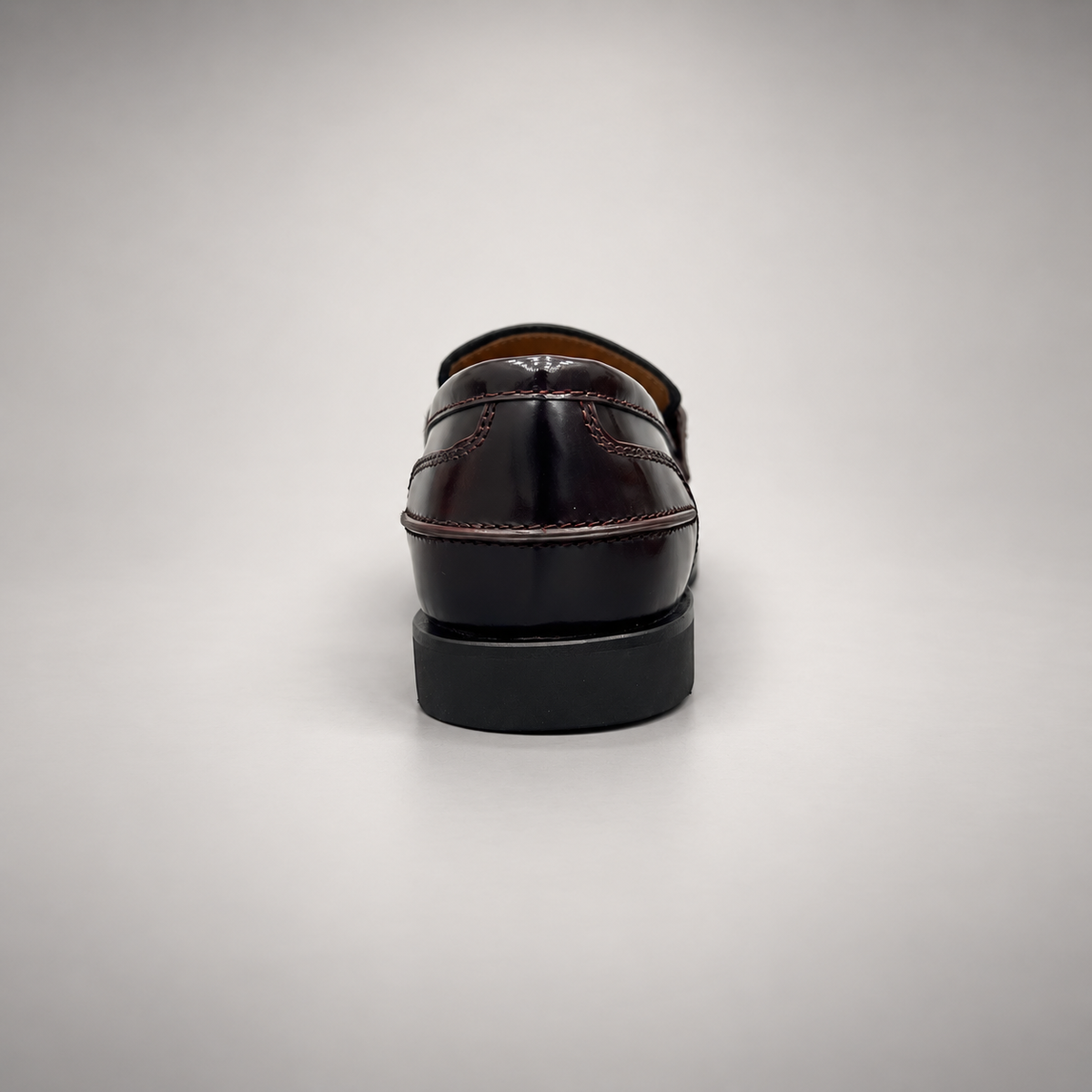 Burgundy emblem loafers, view 5