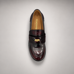 Burgundy emblem loafers, view 7