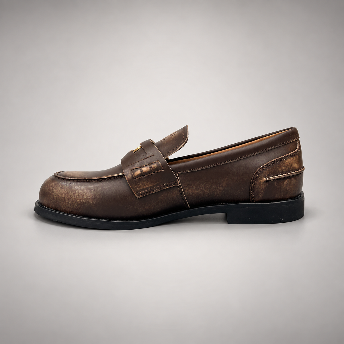 Brown emblem loafers, view 4