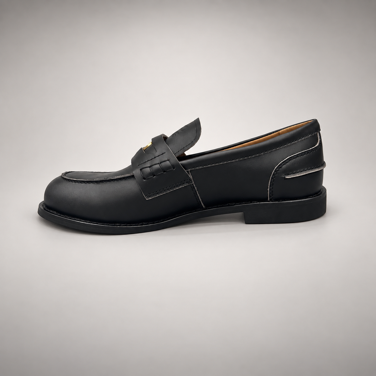 Black emblem loafers, view 4