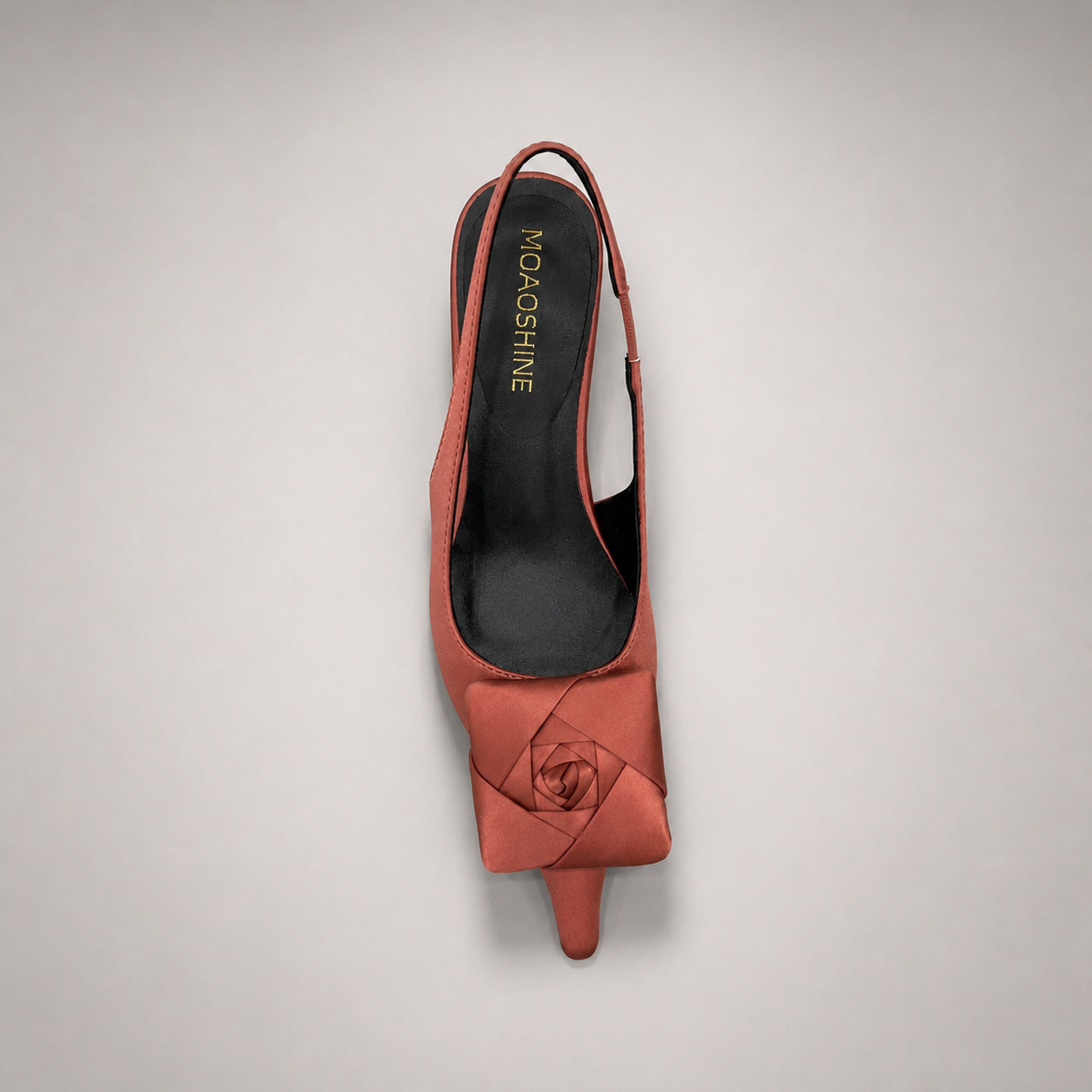Pink slingback pump outsole view showing the cow leather outsole