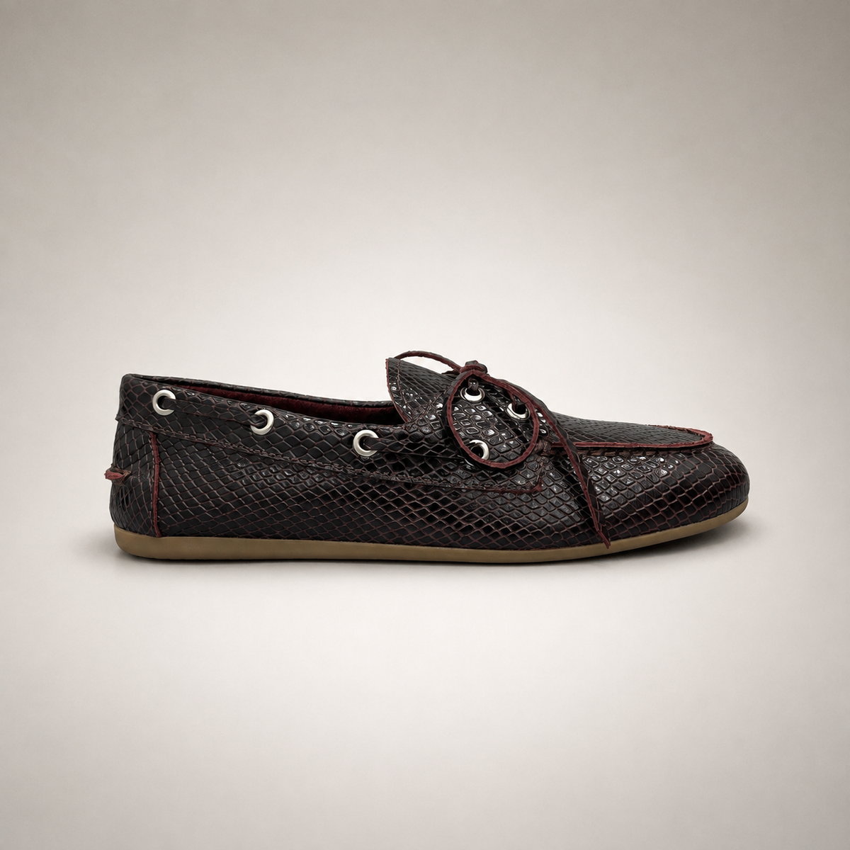 Burgundy boat shoe product view 2