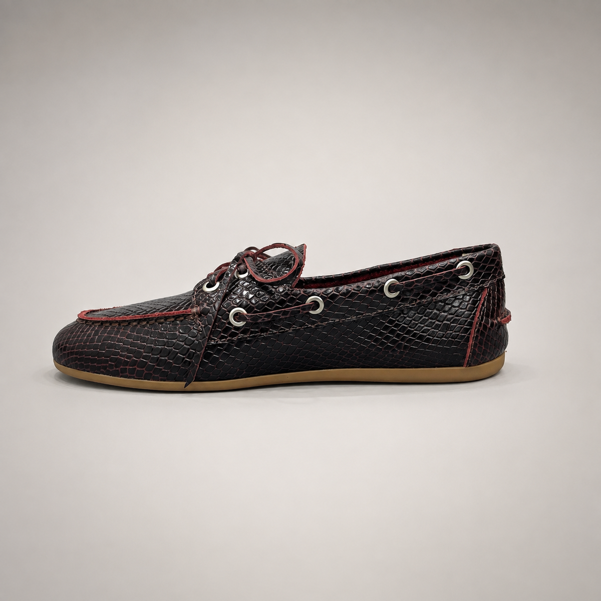 Burgundy boat shoe product view 3