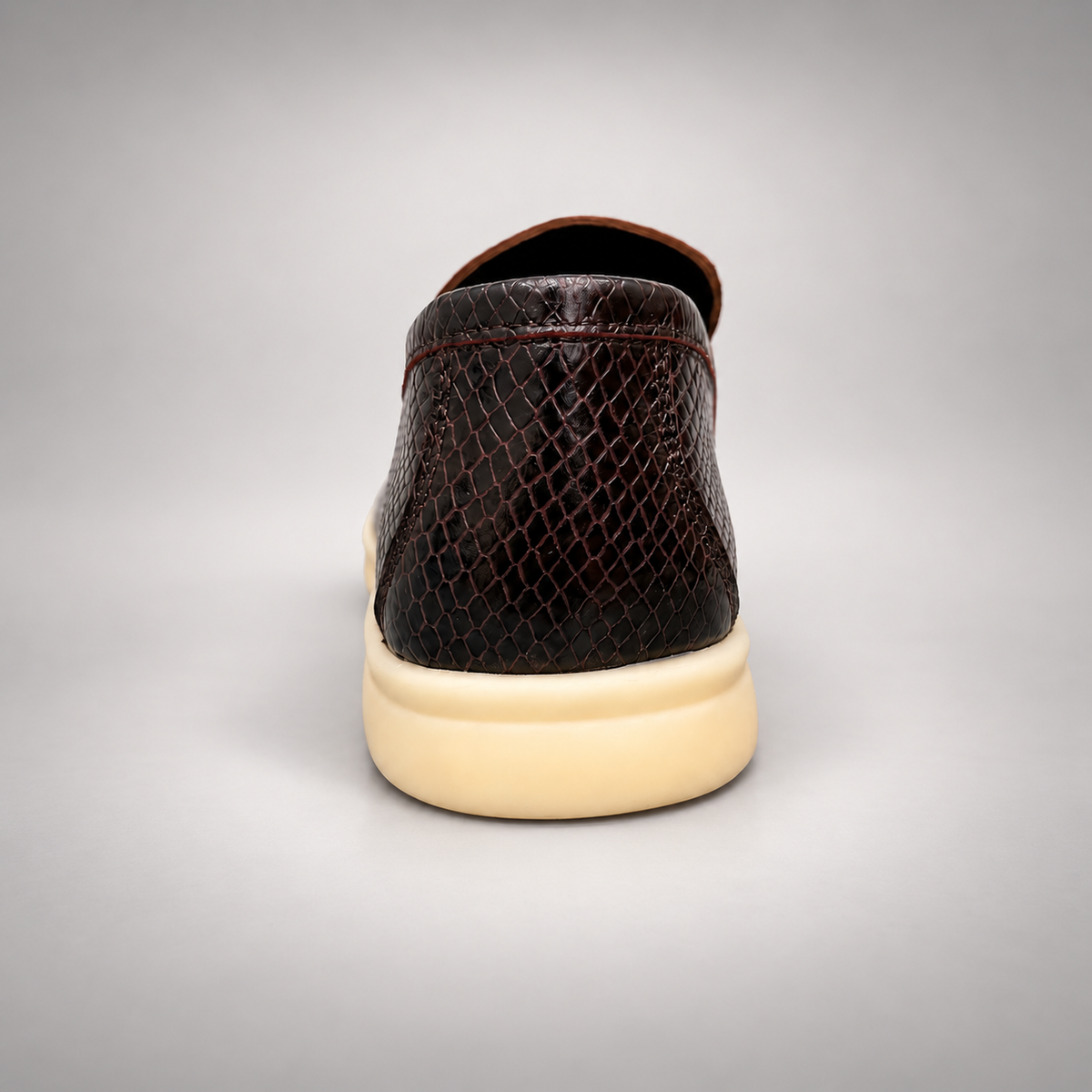 Burgundy Leather Snake-Embossed Tassel Loafers