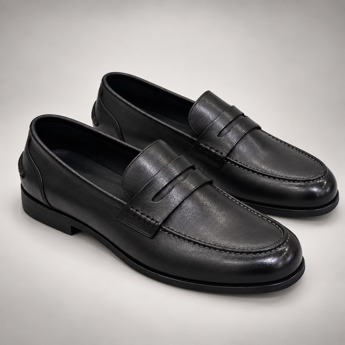 Black Washed Cowhide Penny Loafers