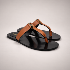 Brown Leather Toe-Post Sandals