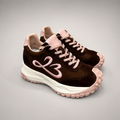 Dark Brown sneaker pair three-quarter view showing a panelled lace-up upper