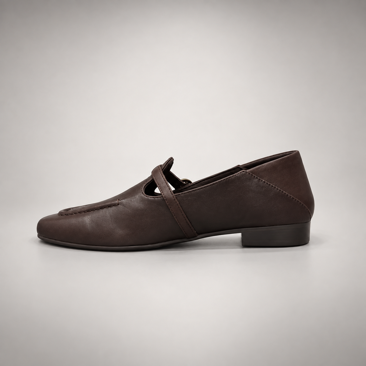 Dark brown leather buckle-strap shoe opposite-side view